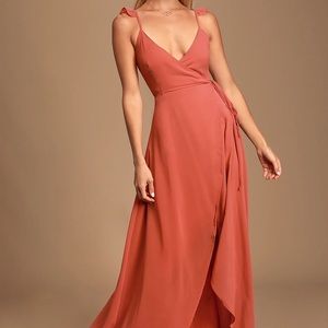 Lulu’s Here's To Us Rose High-Low Wrap Dress